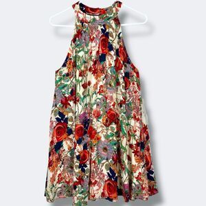 Southern Charm High Neck Dress *Women Sz S* Vibrant Multi-Color Floral
